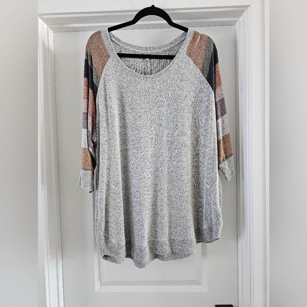 Colorful Sleeve Knit Sweater